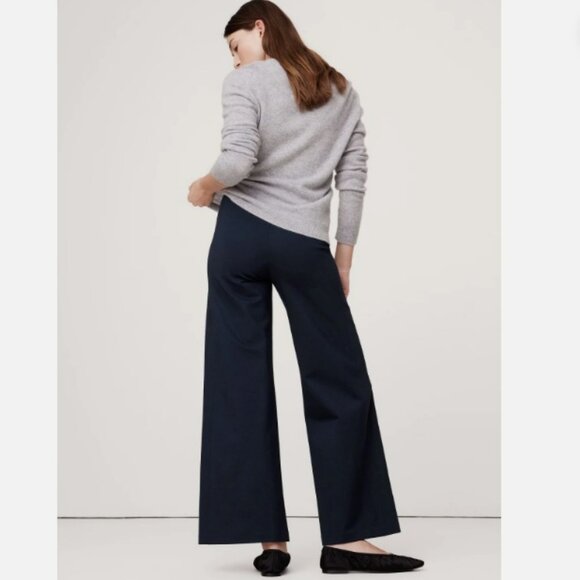 Banana Republic Large Navy High-Rise Wide-Leg Cropped Everywhere Ponte Pant - Picture 2 of 15